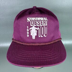 VTG 1999 Rope Brim Hat Maroon Snapback Stump Jumpers Motorcycle Club Desert 100